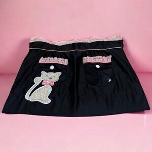 Jessie Steele Black Satin Veronica Half Apron